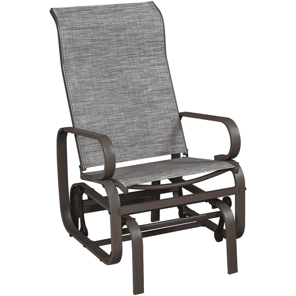 Topeakmart Patio Swing Single Glider Chair with Sling Fabric for Balcony Porch, Gray