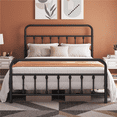 thumbnail image 1 of Topeakmart Queen Heavy Duty Metal Bed Frame with Headboard & Underbed Storage, Black, 1 of 8