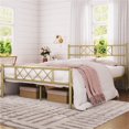 thumbnail image 1 of Topeakmart Queen Metal Bed Frame with Crisscross Headboard & Footboard, Antique Gold, 1 of 8
