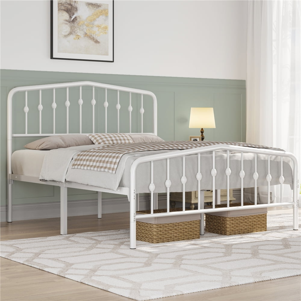 Topeakmart Queen Size Modern Metal Bed with Arched Headboard and