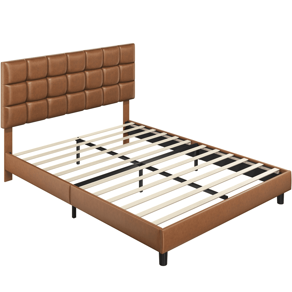 Topeakmart Queen Size Upholstered Platform Bed with Adjustable Tufted