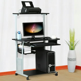 Desktop computer table with wheels outlet