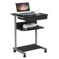 thumbnail image 1 of Yaheetech Rolling Laptop Computer Desk Table with Drawer and Shelf on Wheels, Black, 1 of 11