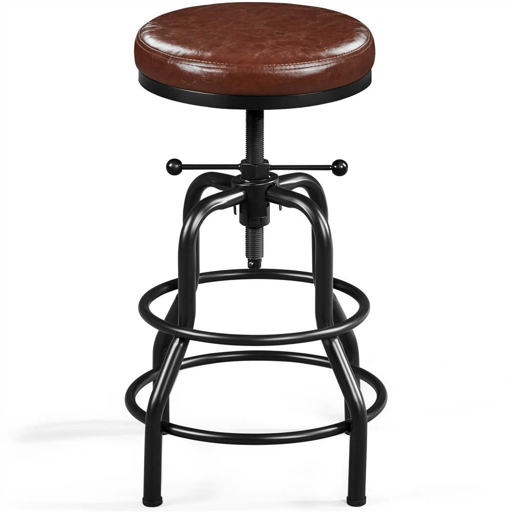 Topeakmart Round Faux Leather Swivel Bar Stool CounterHeight for