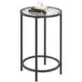thumbnail image 1 of Yaheetech Round Glass Top Bedside Table End Table Accent Table with Metal Frame, Black, 1 of 12