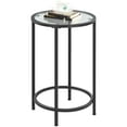 thumbnail image 1 of Topeakmart Round Glass Top Bedside Table End Table Accent Table with Metal Frame, Black, 1 of 12