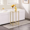 thumbnail image 1 of Yaheetech Round Glass Top Bedside Table End Table Accent Table with Metal Frame, Gold, 1 of 9