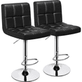 thumbnail image 1 of Topeakmart Set of 2 Adjustable Swivel Bar Stools with Square Back, Black, 1 of 8
