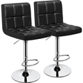 thumbnail image 1 of Topeakmart Set of 2 Adjustable Swivel Bar Stools with Square Back, Black, 1 of 8