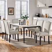 Yaheetech Set of 2 Modern Fabric Upholstered Dining Chairs for Home Kitchen, Beige