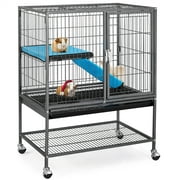Topeakmart Single Unit Rolling Small Animal Cage for Adult Rats/Ferrets/Chinchillas/Guinea Pigs, Metal, Black