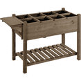 thumbnail image 1 of Topeakmart Solid Wood Elevated Garden Bed Planter Box with Removable Grow Grids, Dark Brown, 1 of 13
