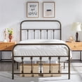 thumbnail image 1 of Topeakmart Metal Bed Frame Spindle Headboard & Footboard, Bronze, Twin, 1 of 13