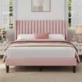 thumbnail image 1 of Topeakmart Upholstered Platform Bed Frame with Channel Tufted Headboard, Queen, Pink, 1 of 7