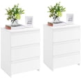thumbnail image 1 of Topeakmart Vertical Wooden Nightstand with 3 Drawers for Bedroom, Set of 2, White, 1 of 8