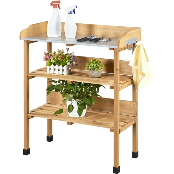 Topeakmart Wood Fir, Plastic and Metal Potting Bench