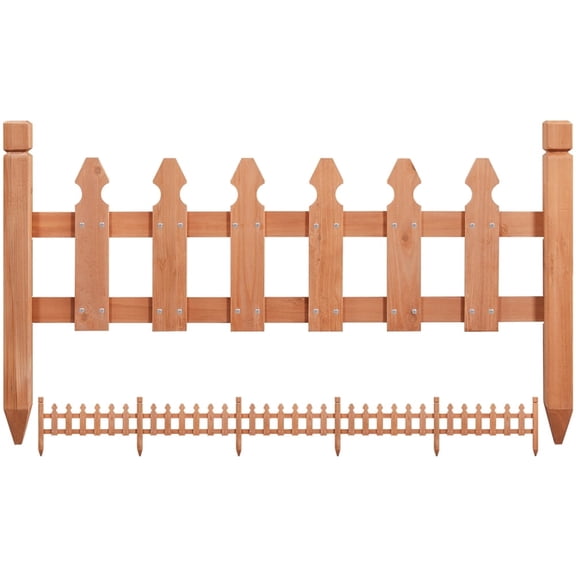 Topeakmart Wood picket fence for Garden, Brown