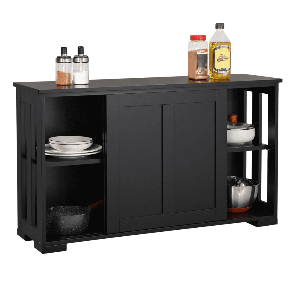 Topeakmart Wooden Buffet Storage Cabinet with Sliding Door Black