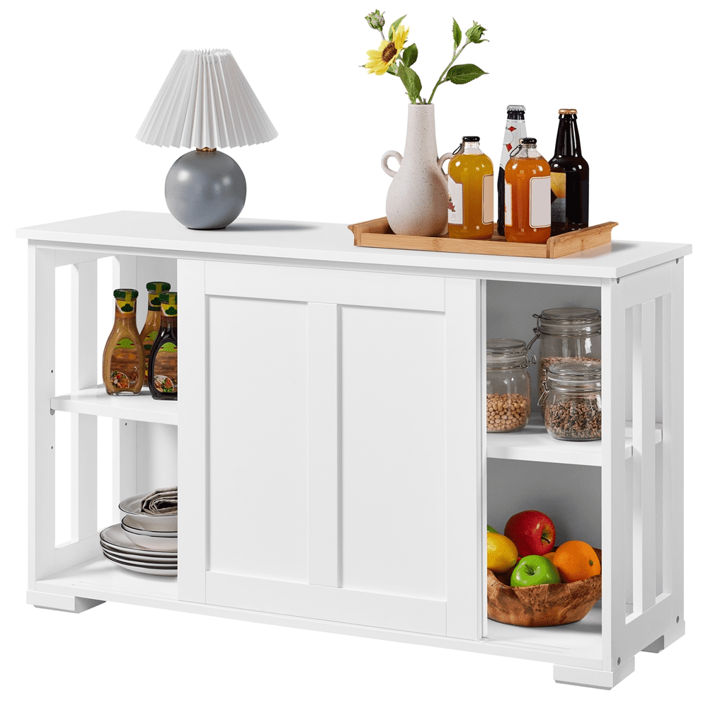 Topeakmart Wooden Buffet Storage with Sliding Door White