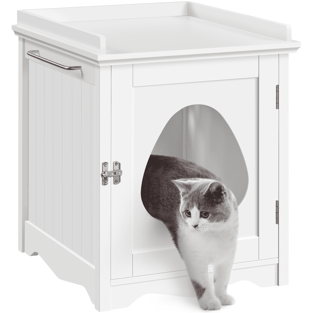 Topeakmart Wooden Cat Litter Box Enclosure, Storage for Cats