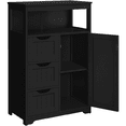 thumbnail image 1 of Yaheetech Wooden Floor Cabinet w/ Multi-Tiers & 3 Drawers, Black, 1 of 7