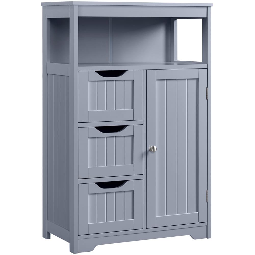 Yaheetech Wooden Floor Cabinet w/ Multi-Tiers & 3 Drawers, Gray
