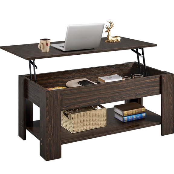 Yaheetech 47.5in Wooden Lift Top Coffee Table with Hidden Compartment for Living Room, Espresso