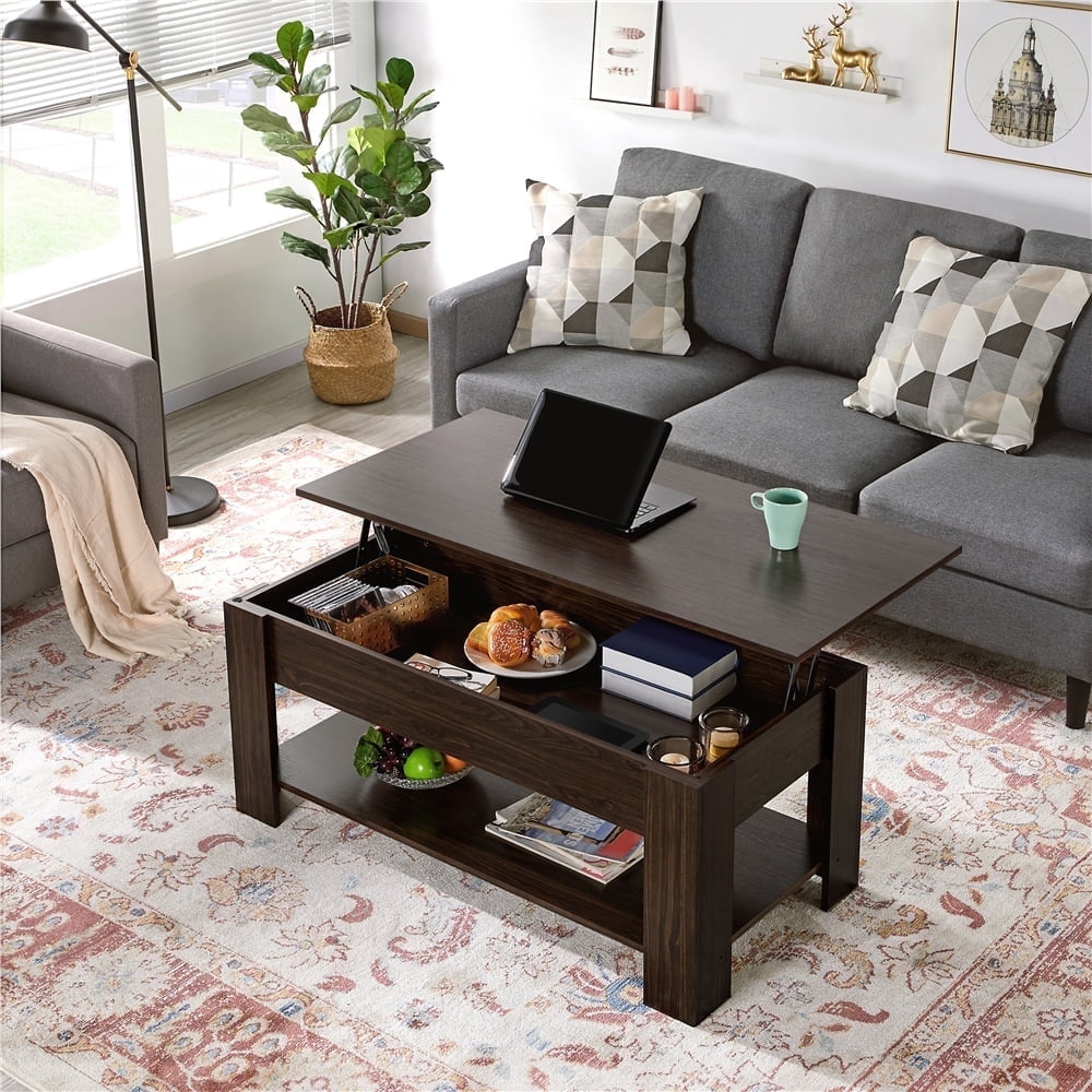 Yaheetech 47.5in Wooden Lift Top Coffee Table with Hidden Compartment for Living Room, Espresso