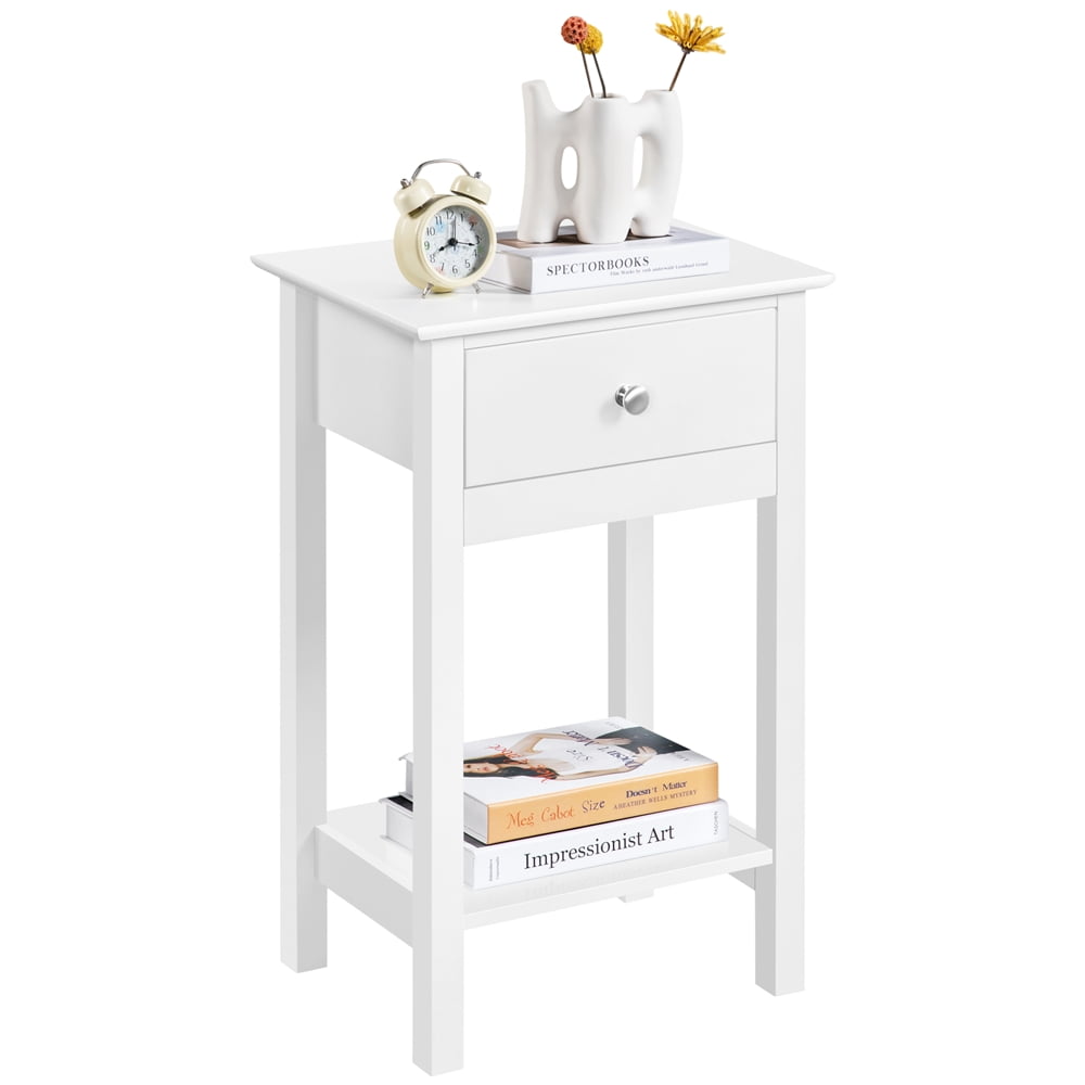 Topeakmart Wooden Nightstand with 1 Drawer & 1 Shelf for Living Room