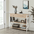 thumbnail image 1 of Topeakmart X Design Console Table w/ 1 Drawer & 2 Shelves, Gray, Light Oak, 1 of 9