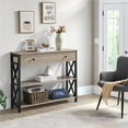 thumbnail image 1 of Topeakmart X Design Console Table w/ 1 Drawer & 2 Shelves, Gray, 1 of 12