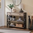 thumbnail image 1 of Yaheetech X Design Console Table w/ 1 Drawer & 2 Shelves, Gray, 1 of 7
