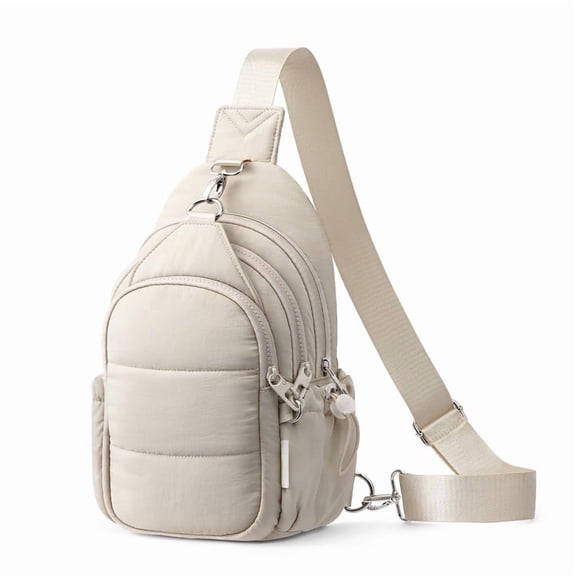 Topeast Sling Bag for Women Men, Small Crossbody Bags Adjustable Strap, Running Chest Fanny Pack for Travel Hiking, Travel Essentials for Him, White