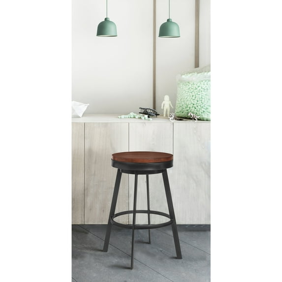 Topeka 30" Bar Height Barstool in Mineral Finish and Walnut Wood Seat