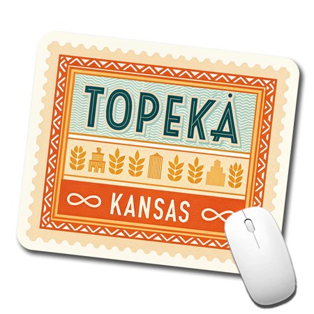 Topeka KS Kansas Travel Vacation Stamp Mouse Pad Low Profile Gaming Mat