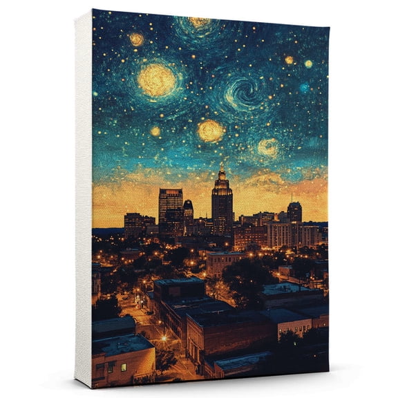 Topeka Travel Canvas Prints, Kansas Starry Night Travel decor, Topeka Map Poster, Kansas Travel Decor Artwork - 98AZ1373