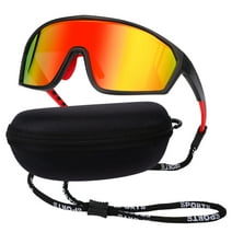 Topekada 1 Pack Polarized Sports Sunglasses with Glasses Case, Fishing Cycling Mountain Bike Baseball Sunglasses with UV Protection for Men and Women(Red)