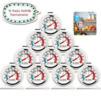 Topekada 10 Packs Refrigerator Thermometer Fridge Thermometer Stainless Steel Freezer Thermometer with Red Indicator Large Dial Thermometers for Freezers Monitoring Thermometer for Home Kitchen