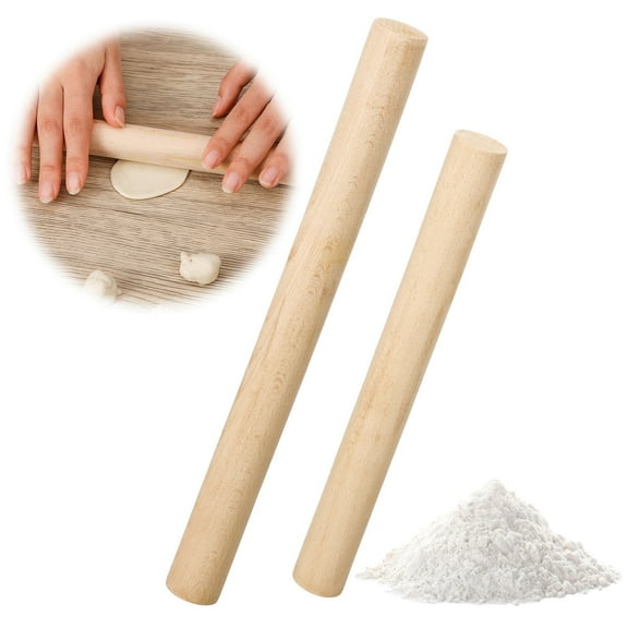 Topekada 2 Pack Wooden Rolling Pin Set for Baking - 11.8 & 9.8 Inch Dough Roller for Pastry, Pizza, Pie Crust | Non-Stick Wood Rolling Pins, Small & Mini Kitchen Tools