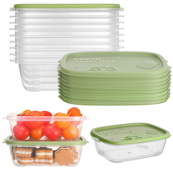 Topekada 12 Pack 16.9 oz Plastic Containers with Lids, Rectangle Freezer Storage Containers, Food Storage Container for Storing Vegetable Fruit Snack Jam (Green)