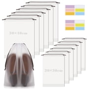 Topekada 12 Pack Shoe Bags for Travel, 15.7" x 11.8" and 7.8" x 11.8" Clear Shoe Storage Bags, Waterproof Dust-Proof Drawstring Travel Shoe Bags for Packing Travel Essentials Men Women