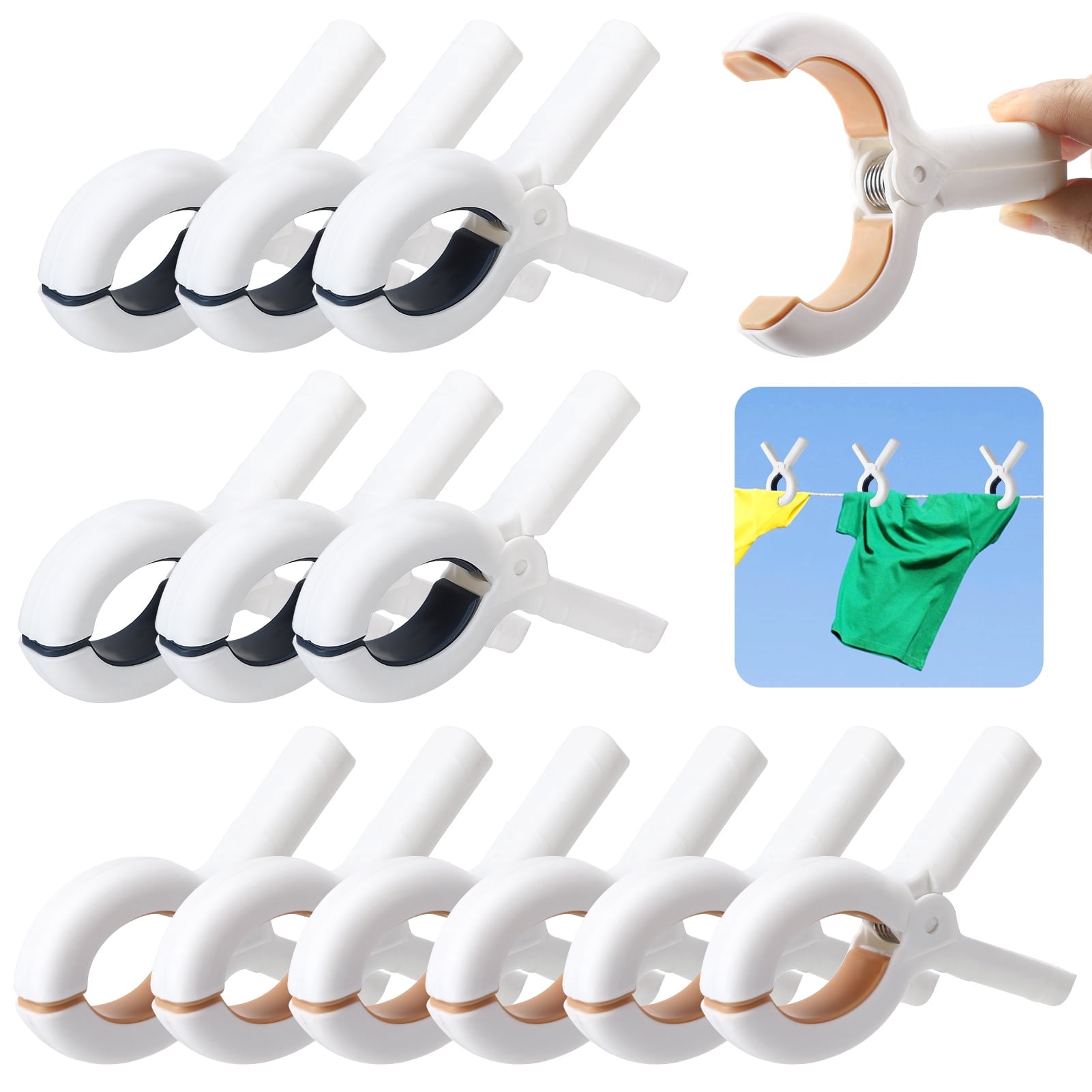 Topekada 12-Pack Large Beach Towel Clips – Windproof with Silicone Gasket