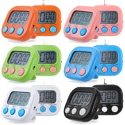 Topekada 12 Pcs Magnetic Digital Kitchen Timers Bulk Set - Small Egg Timer with Count Up/Countdown, Loud Alarm for Cooking, Baking, Exercise, Classroom | Includes Lanyards & On/Off Switch