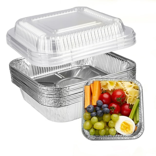 Topekada 15 Pack 8x8 Aluminium Foil Pans with Lids, Heavy Duty