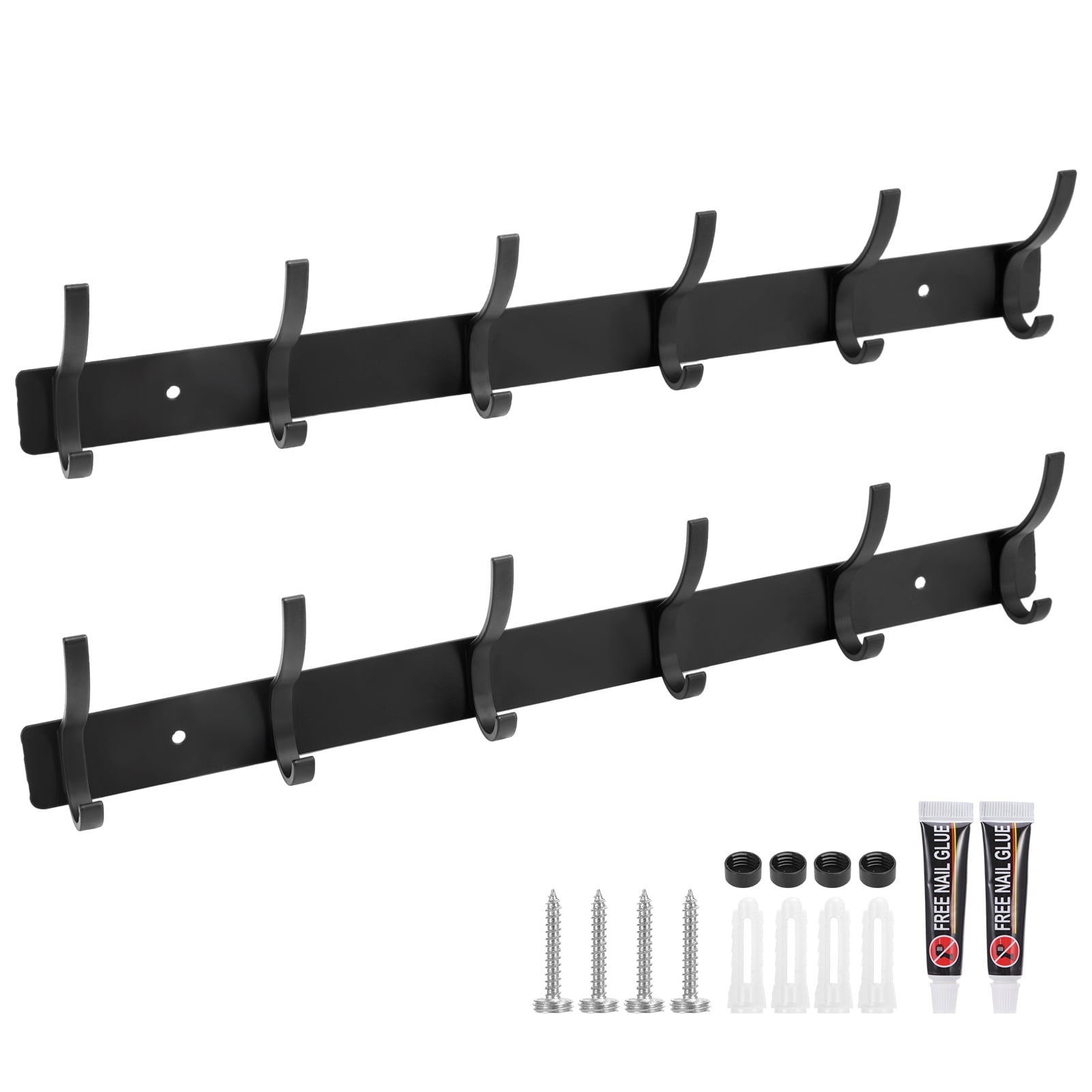 Topekada 2 Pack Coat Rack Wall Mounted with 6 Hooks, Entryway Coat