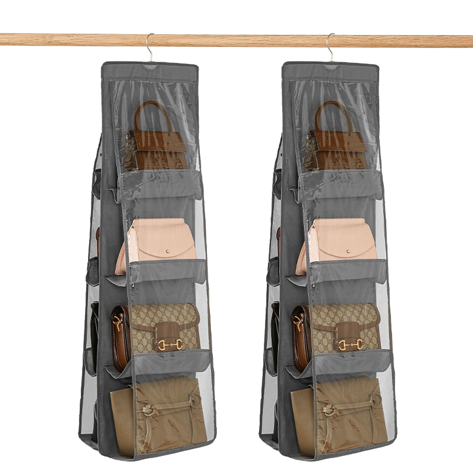 UTOWO Purse-Organizer-Bags-Rack-Holder Hanging for Door Hooks Handbags  Closet Door Storage (Fit Door Thichness 1.35-1.55 Black 2Pcs Hold 20  Purses)