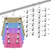 Topekada 2 Pack Skirt Hangers with Clips,6 Tier Pants Hangers Space Saving For Limited Closet,Apartment College Dorm Room,Multi-use Closet Hanger Closet Organizers And Storage