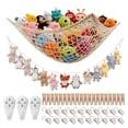 thumbnail image 1 of Topekada 2 Pack Stuffed Animal Hammock Set, Sturdy Large Stuffed Animal Storage Net and Suspension Rope, Cotton Corner Hanging Organizer for Kids Baby Nursery Wall Bedroom Home Decor, 1 of 7