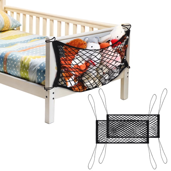 Topekada 2 Pack Stuffed Animal Net, 27.6x11.8 inches Bedside Plush Toy Holder, Stuffed Animal Hammock Organizer Net with Tether