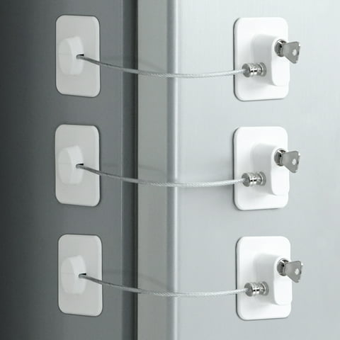 Topekada 3 Pack Refrigerator Lock with Keys, Cabinets Locks Freezer Lock Door Lock for Toddler, Child, Multi-Purpose Baby Kid Safety Deep Freezer Fridge Lock with a Key